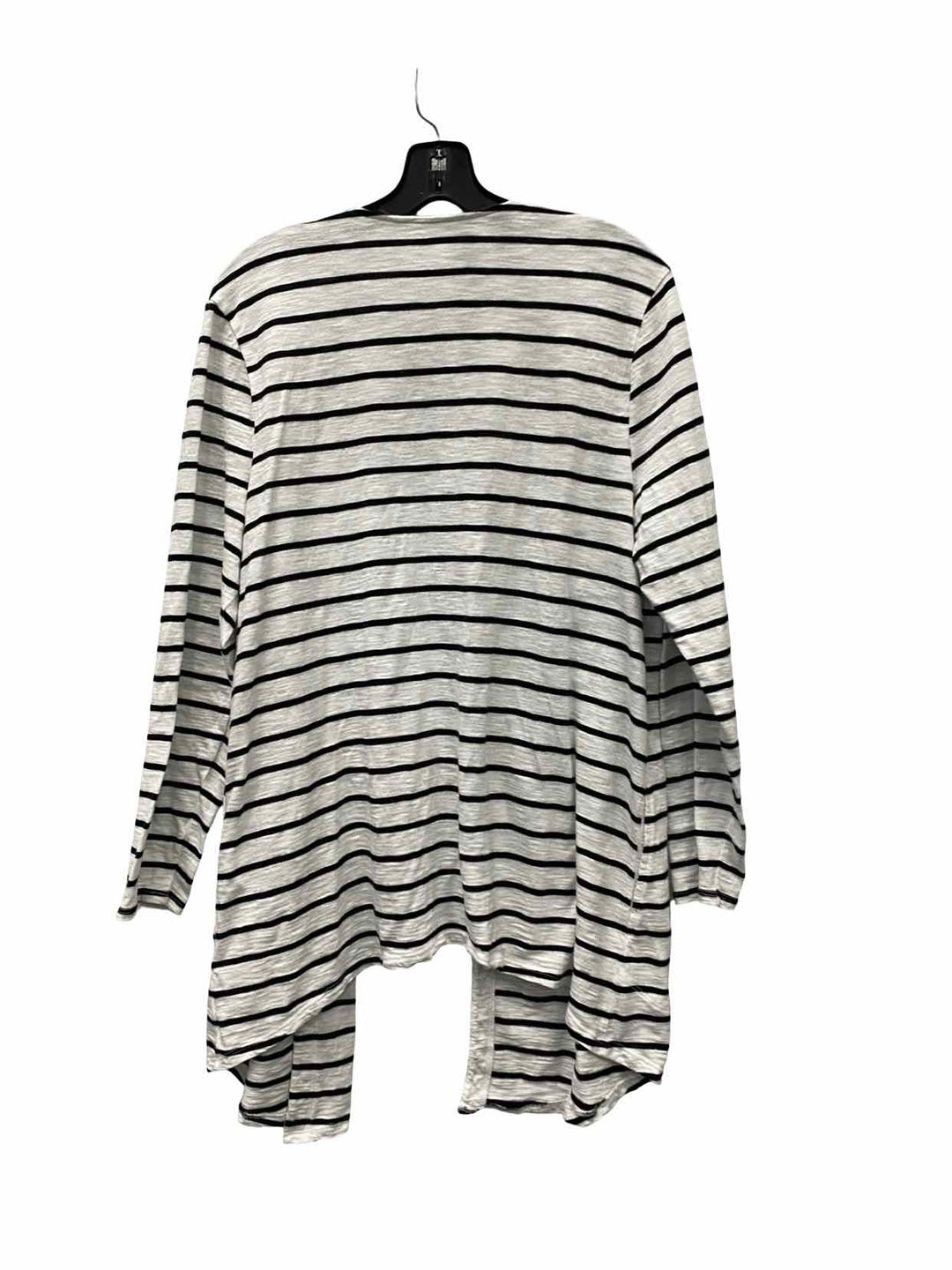 Chico's Size L White Black Striped Long Sleeve Shirts