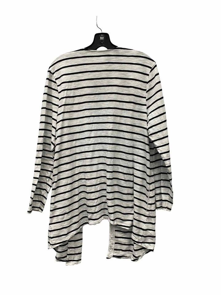 Chico's Size L White Black Striped Long Sleeve Shirts