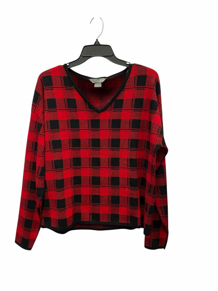 Natural Reflections Size M Red Black Plaid Sweater