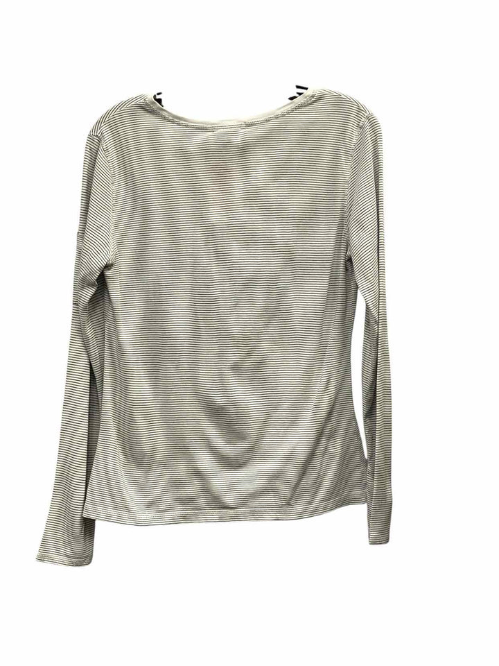 Chico's Size 0 White Black Stripes Athletic Long Sleeve