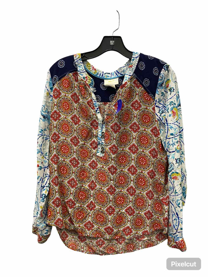 Maeve Size 12 Red Print Long Sleeve Shirts