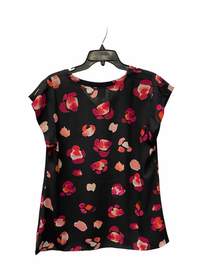Cabi Size M Black Pink Floral Short Sleeve Shirts