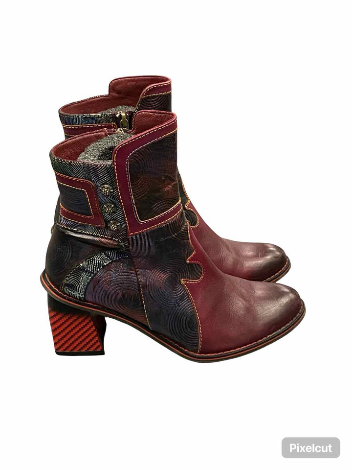 L'Artiste by Springstep Shoe Size 38 Red Leather Thunderbird Boots(Ankle)