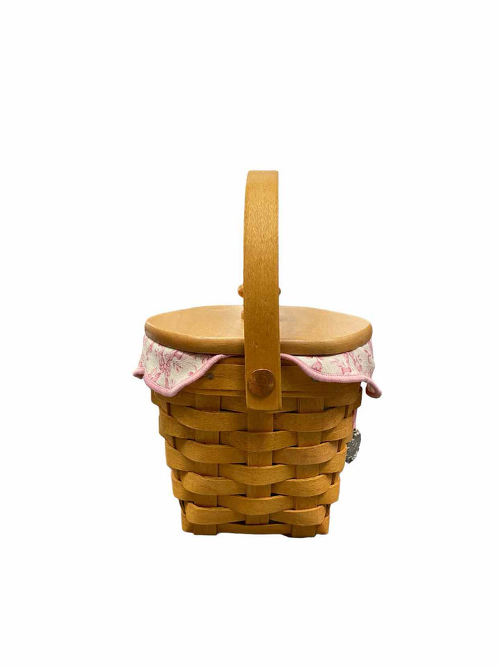 Longaberger Basket With Lid W/Plastic Protector & Cloth Liner Home Decor