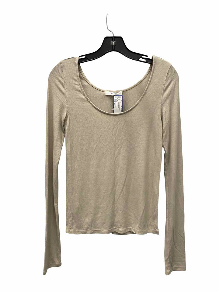 Joah Brown Size M/L Beige Ribbed Long Sleeve Shirts