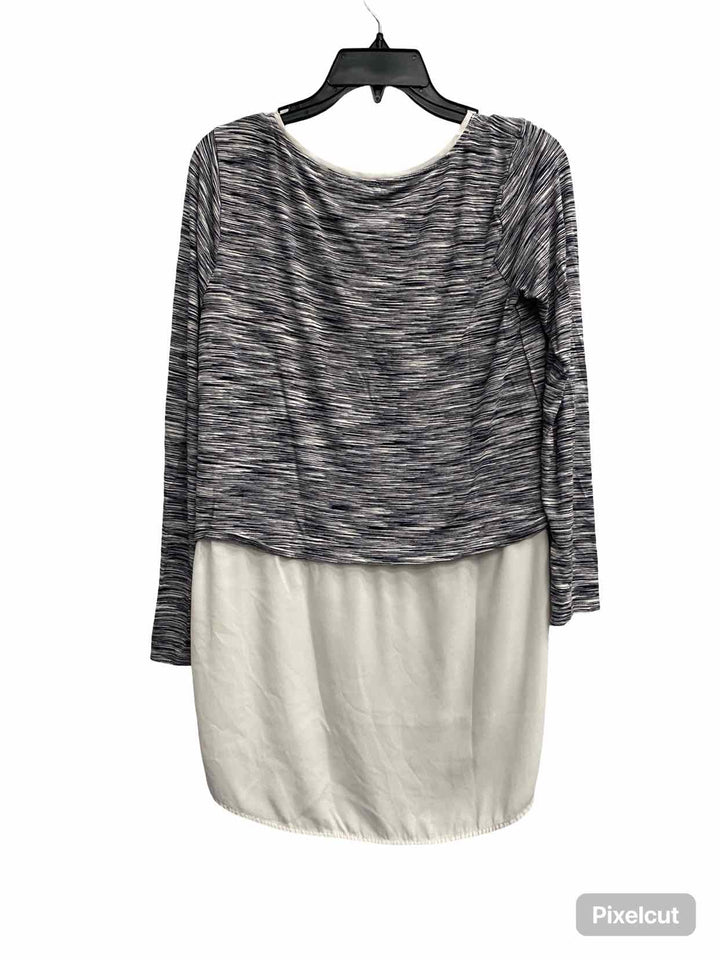 White House Black Market Size S Black White Striped Long Sleeve Shirts