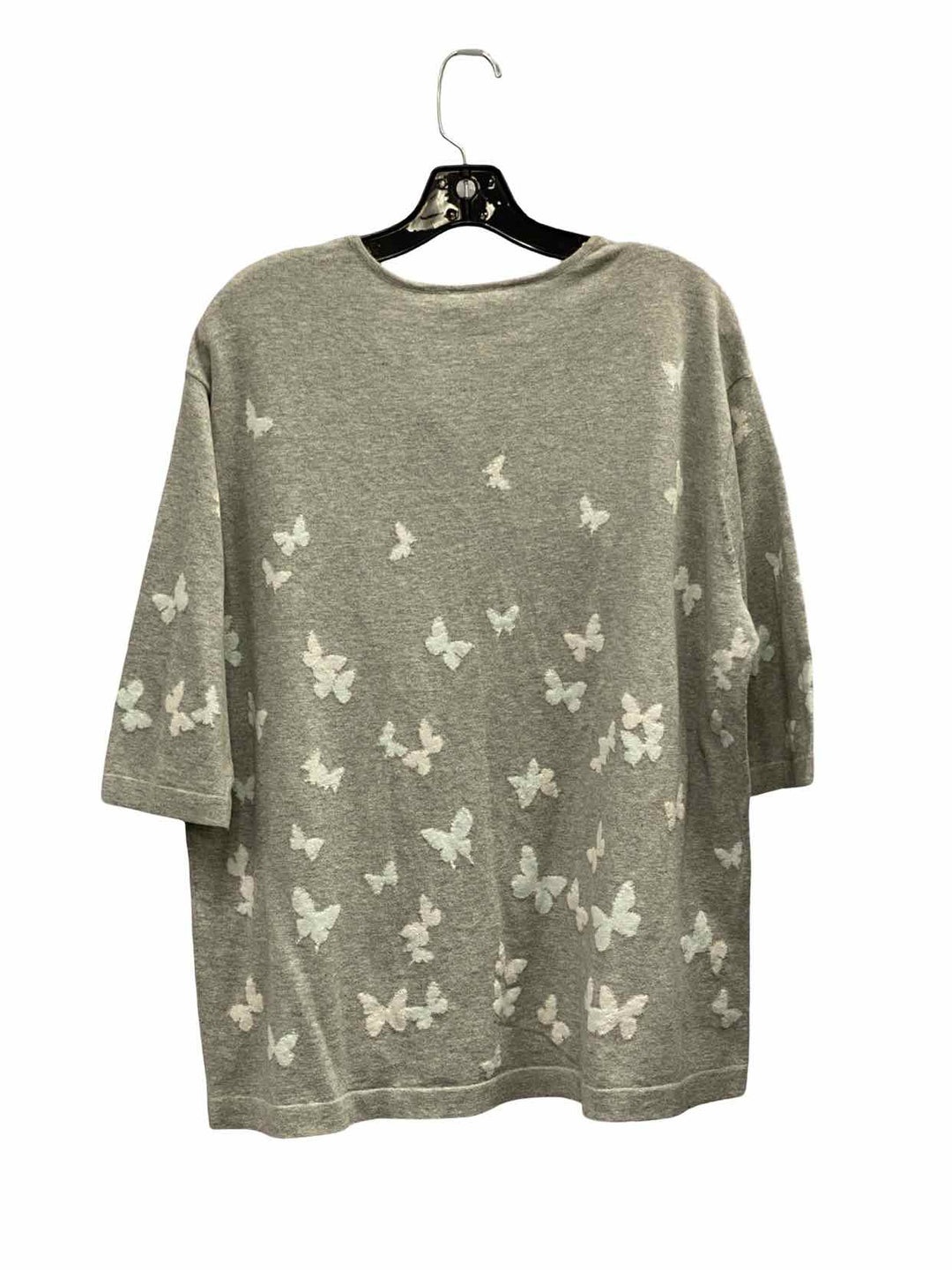 J Jill Size L Grey Butterfly Sweater