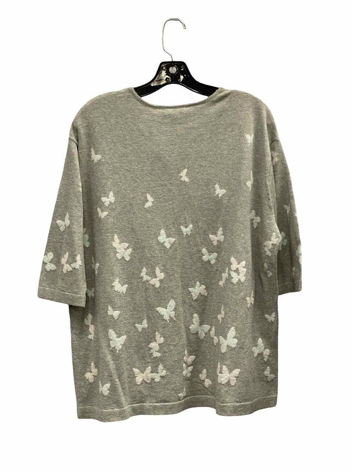J Jill Size L Grey Butterfly Sweater