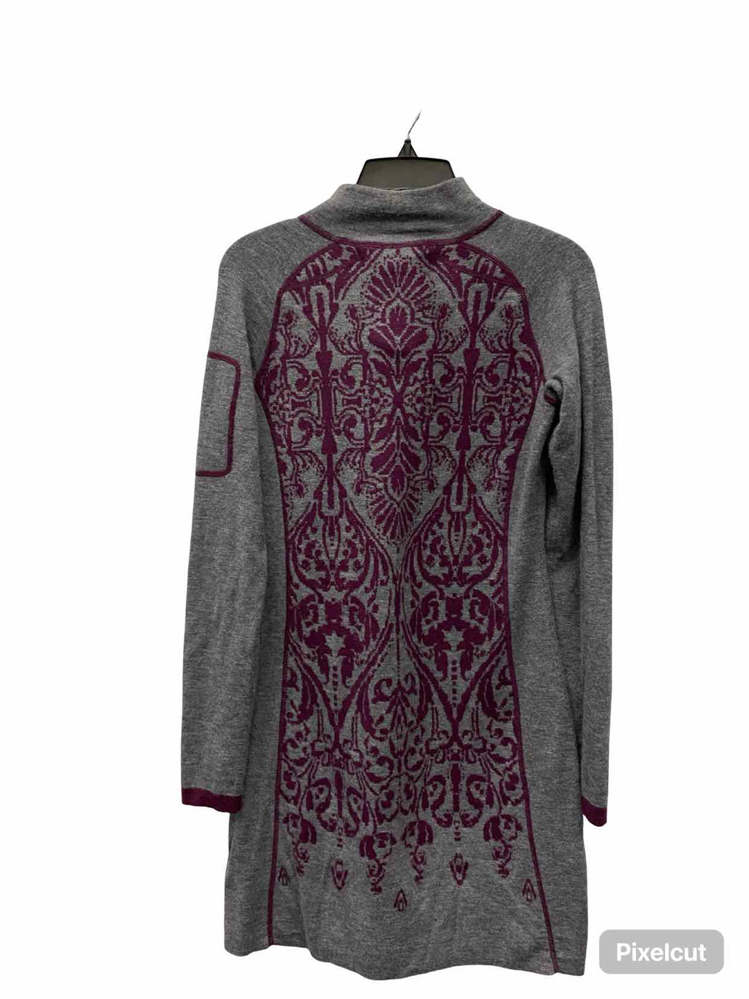 Title Nine Size XS Grey Plum Print 60% Merino Wool Dress