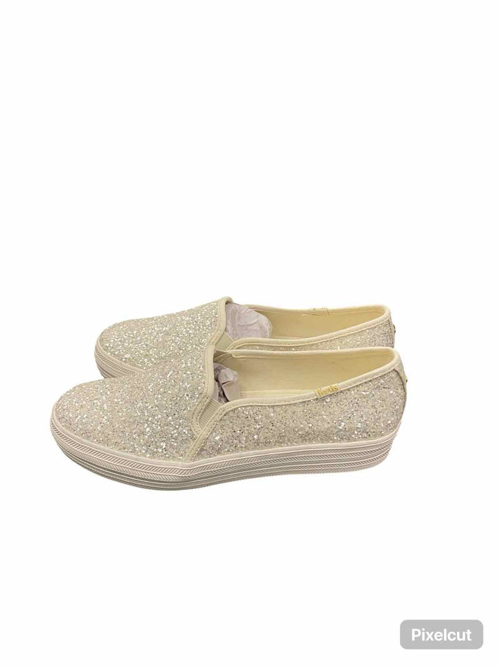 Kate Spade Shoe Size 8 White Trip Deck KS Glitter Sneakers