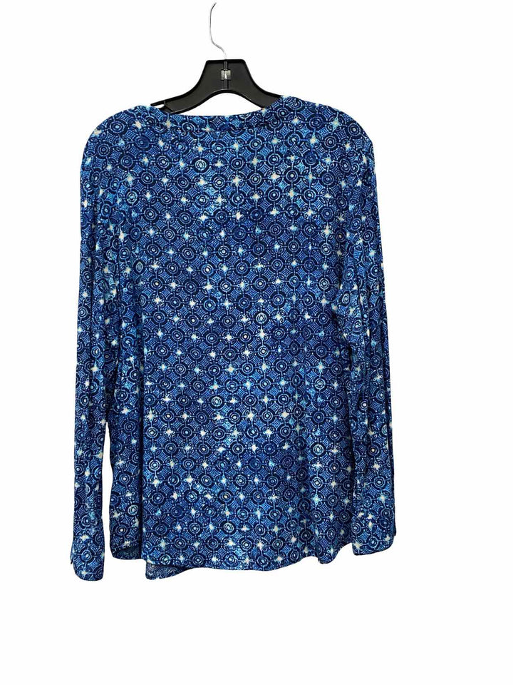 Michael Kors Size XL Blue Print Long Sleeve Shirts
