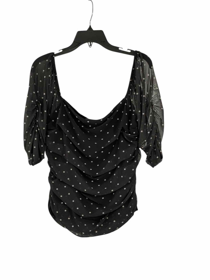 Anthropologie Size XL Black White Polka Dot Short Sleeve Shirts