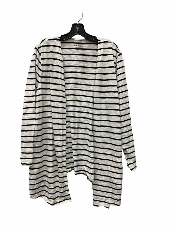 Chico's Size L White Black Striped Long Sleeve Shirts