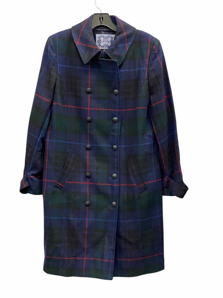 Brooks Brothers Size 12 Blue Plaid Coat(Long)