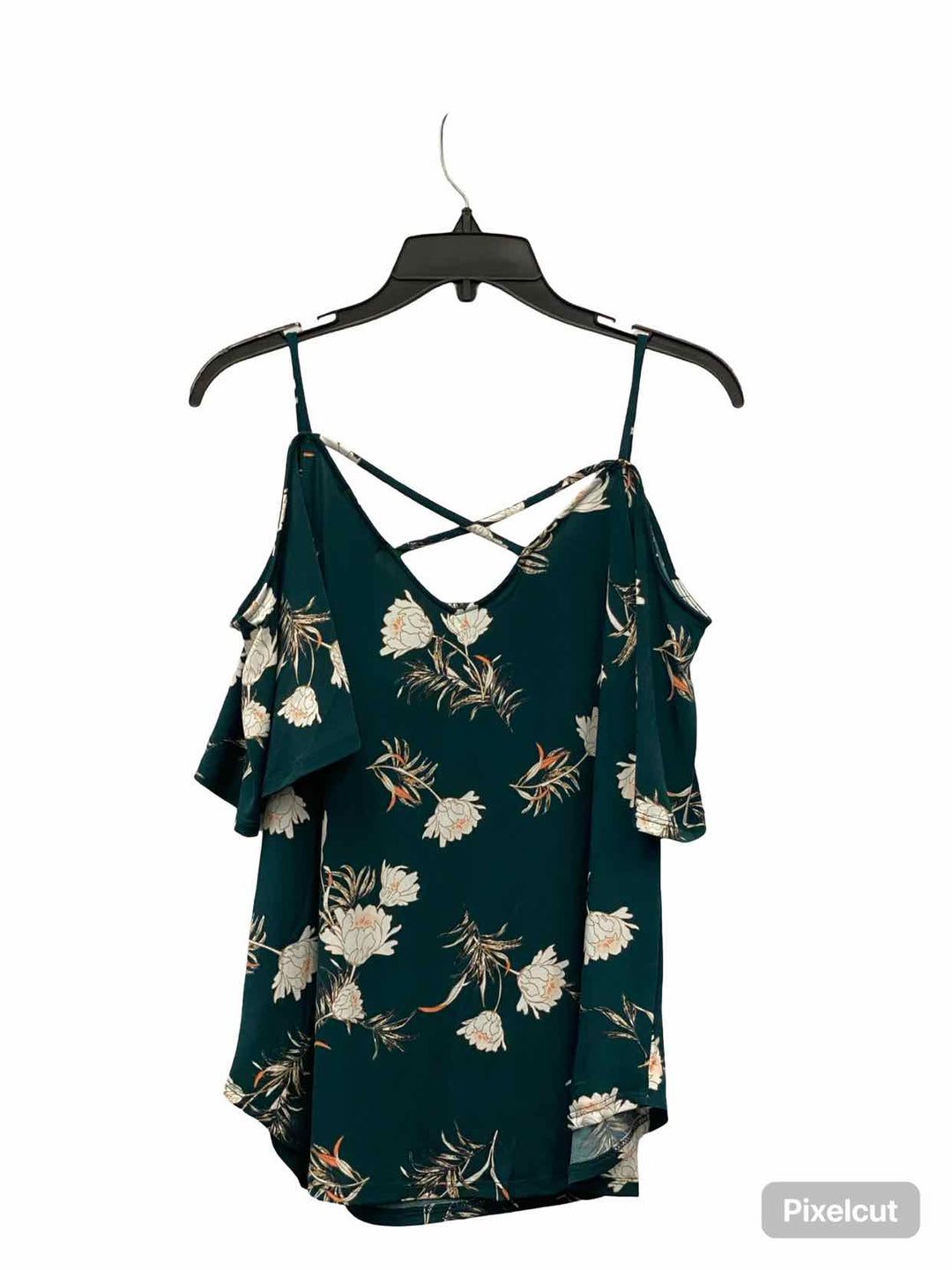 Kaileigh Size M Green White Floral Tank Top