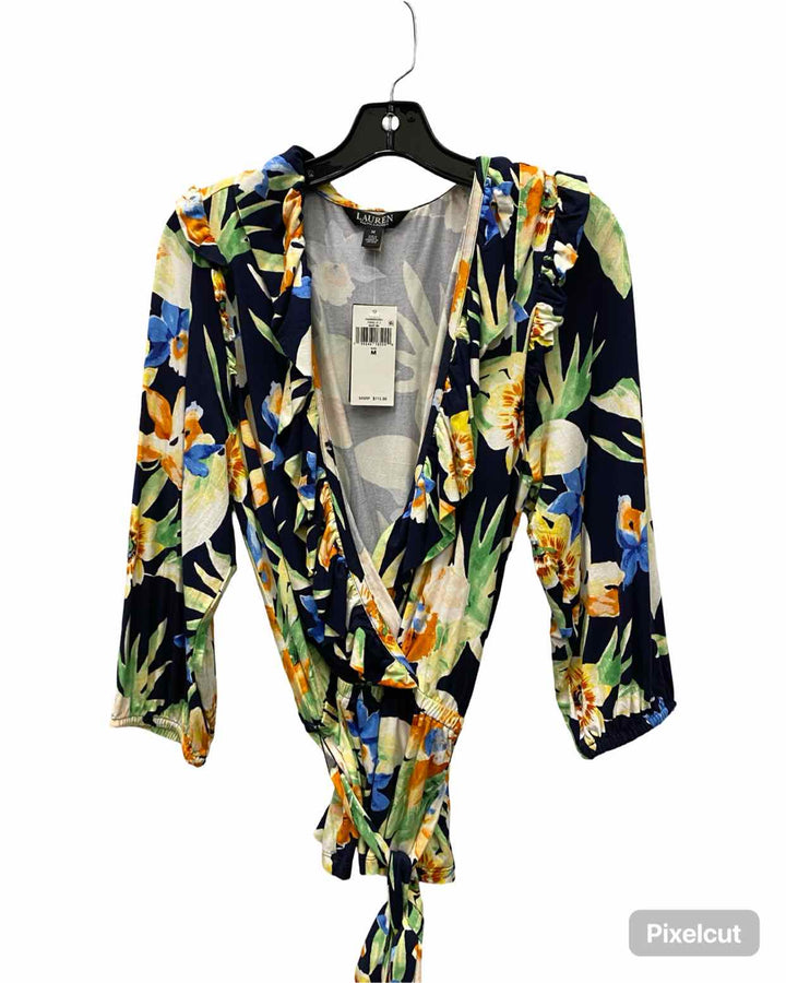 Ralph Lauren Size M Navy Blue Multi Floral Long Sleeve Shirts