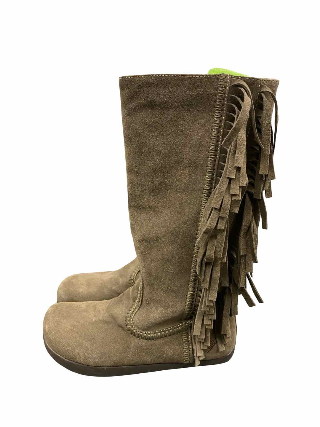 Earth Shoe Size 8.5 Brown Suede Caribou Fringe Western Tribal Pull Boots(knee)