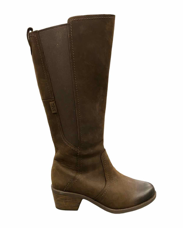 Teva Shoe Size 7 Brown Leather Anaya Tall Boots(knee)