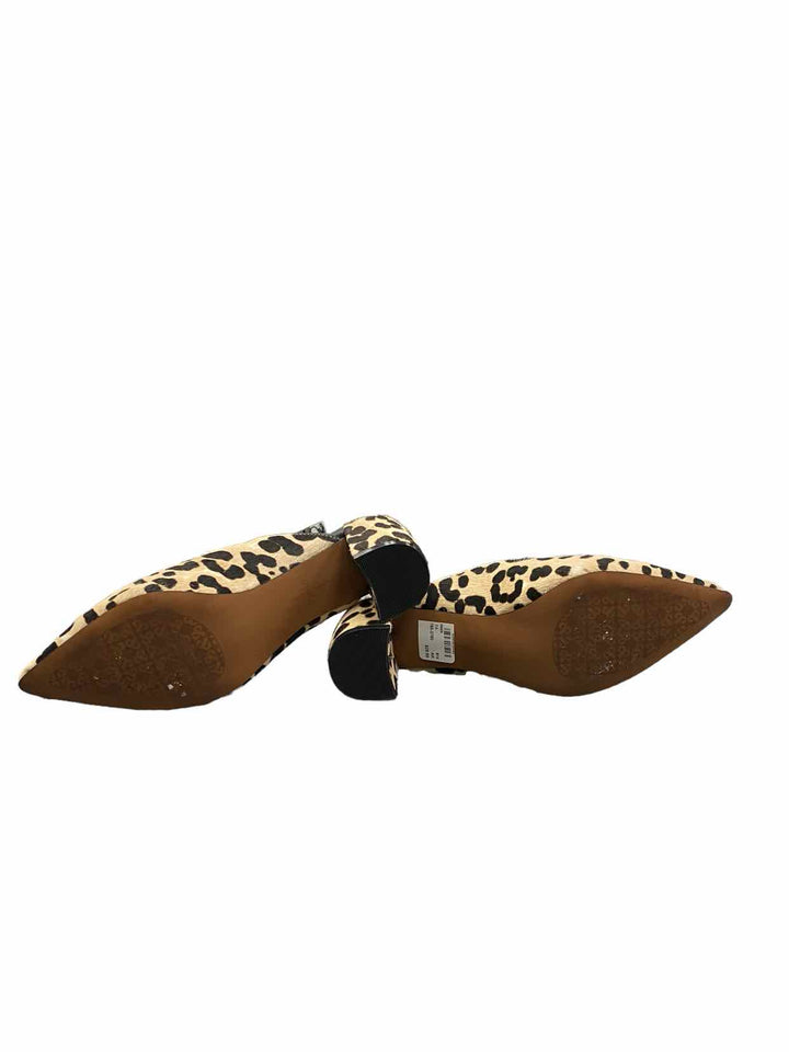 Linea Paolo Shoe Size 7.5 Cream Brown Calf Hair Mules Heels