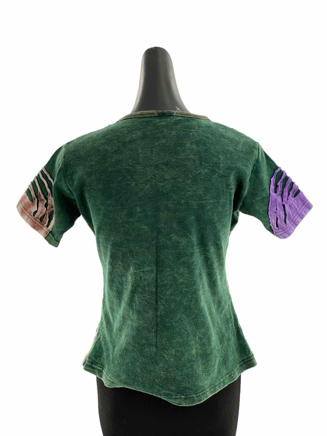Unknown Brand Size S/M Green Stripe 100% cotton Short Sleeve Shirts