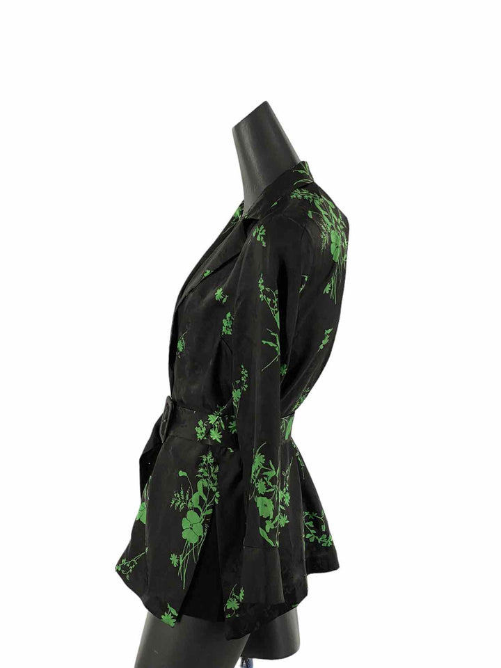 ZARA Size S Black Green Floral Long Sleeve Shirts