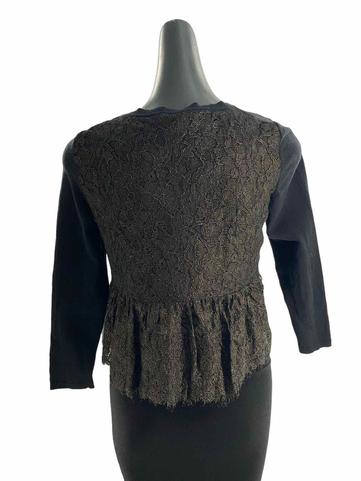 Knitted & Knotted Size S Black Gold Lace Sweater