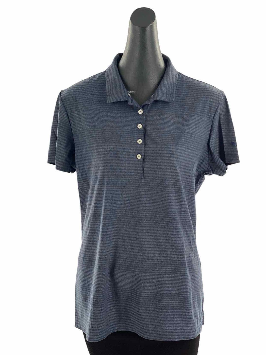Puma Size XXL Blue Grey Striped Short Sleeve Shirts