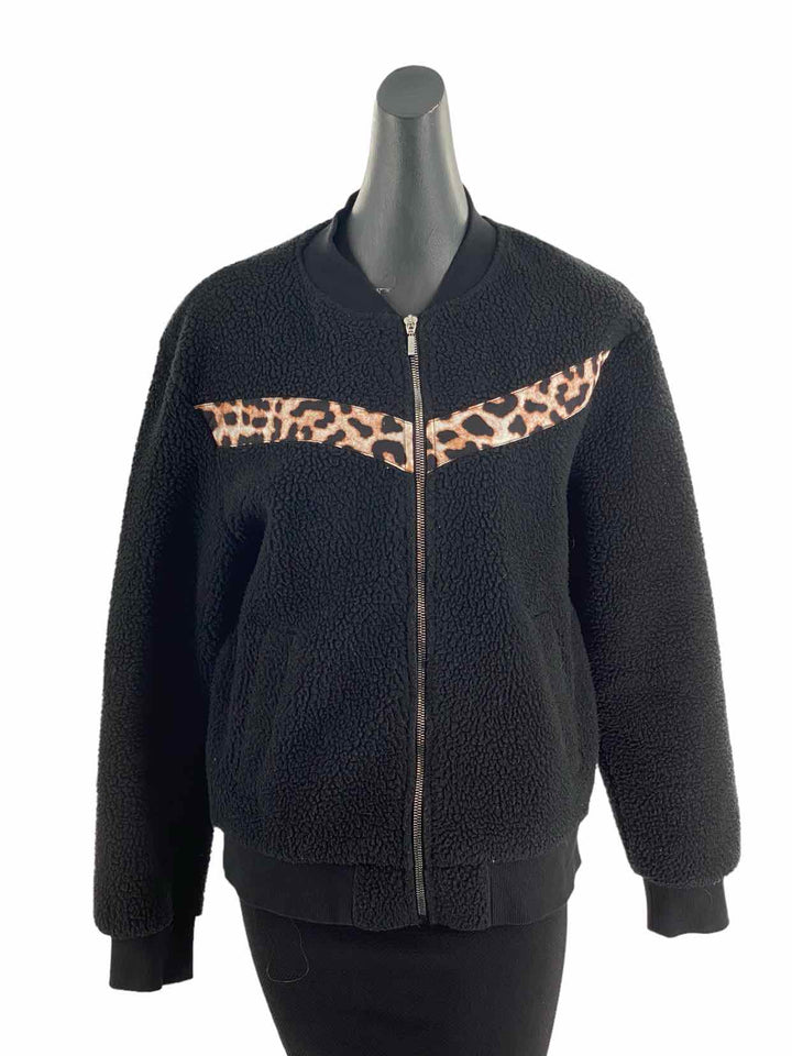 Zyia Size M Black Leopard Fleece Jacket