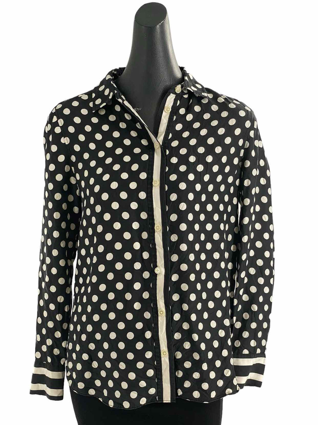 Kate $pade Size S Black White Polka Dot 100% silk Long Sleeve Shirts