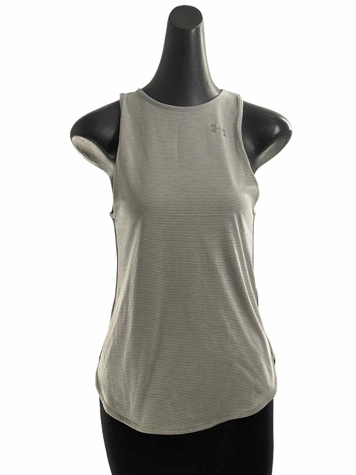 Under Armour Size S Gray White Stripe Athletic Tank Top