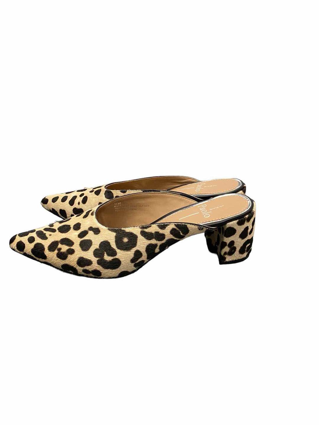 Linea Paolo Shoe Size 7.5 Cream Brown Calf Hair Mules Heels