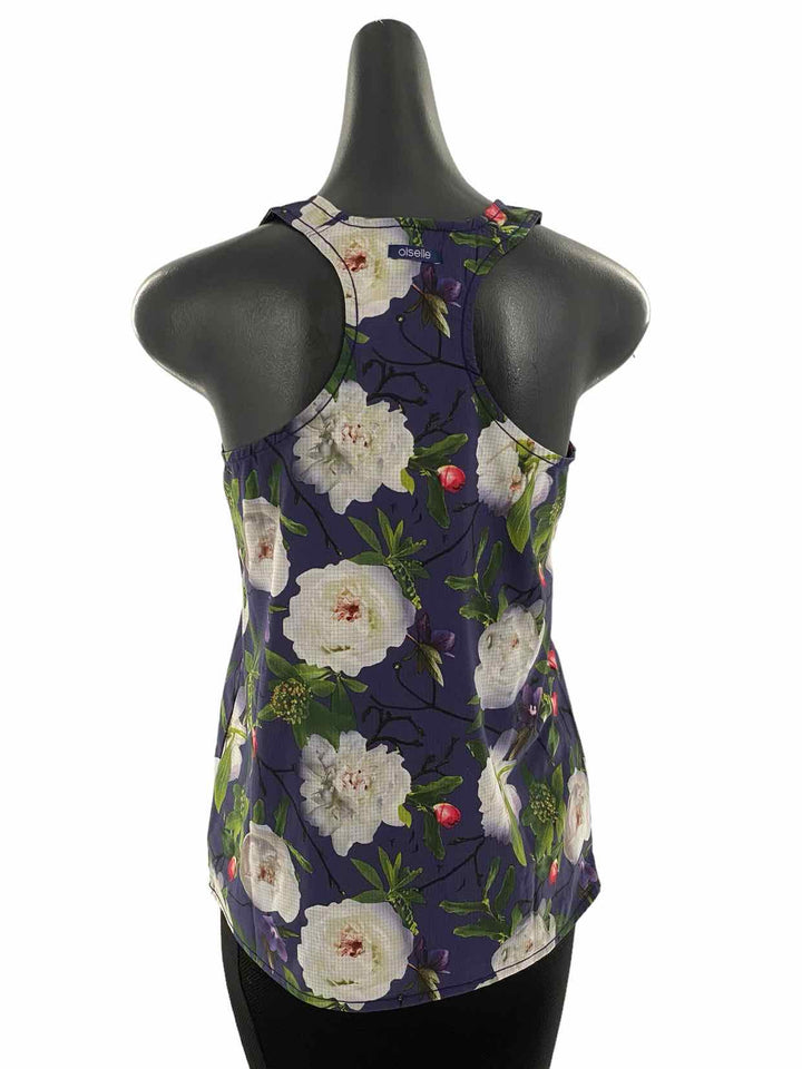 Oiselle Size 4 Blue Green Floral Athletic Tank Top