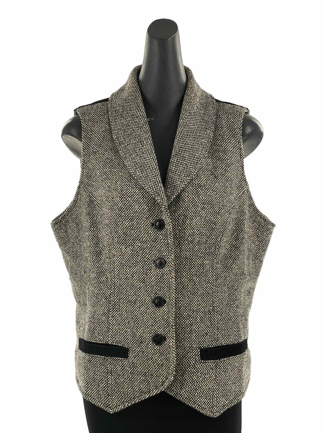 D&Co. Size L Black White Checkered Button Up Vest