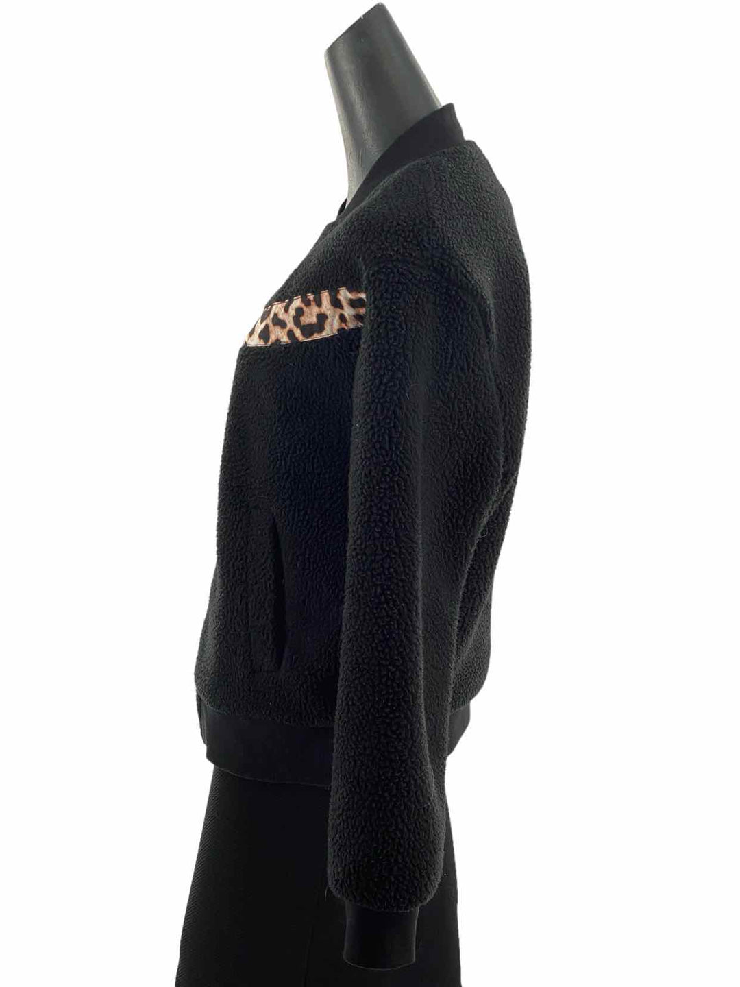 Zyia Size M Black Leopard Fleece Jacket